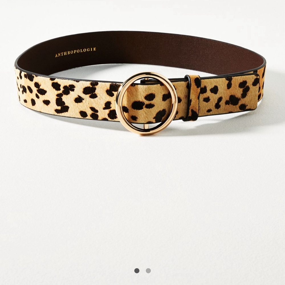 Anthropologie Cheetah Print Belt with Gold Buckle